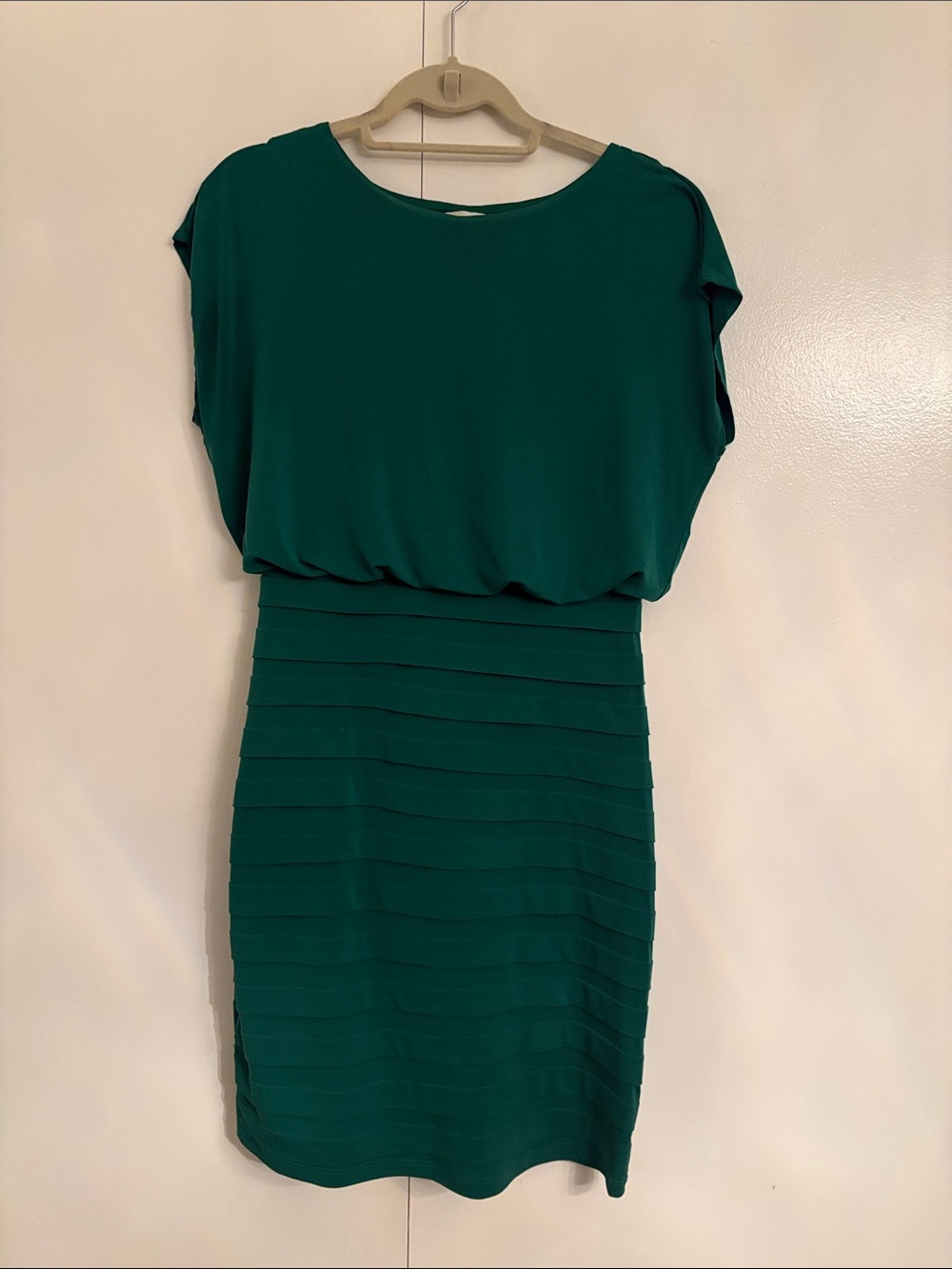 Green Layered Blouson Dress